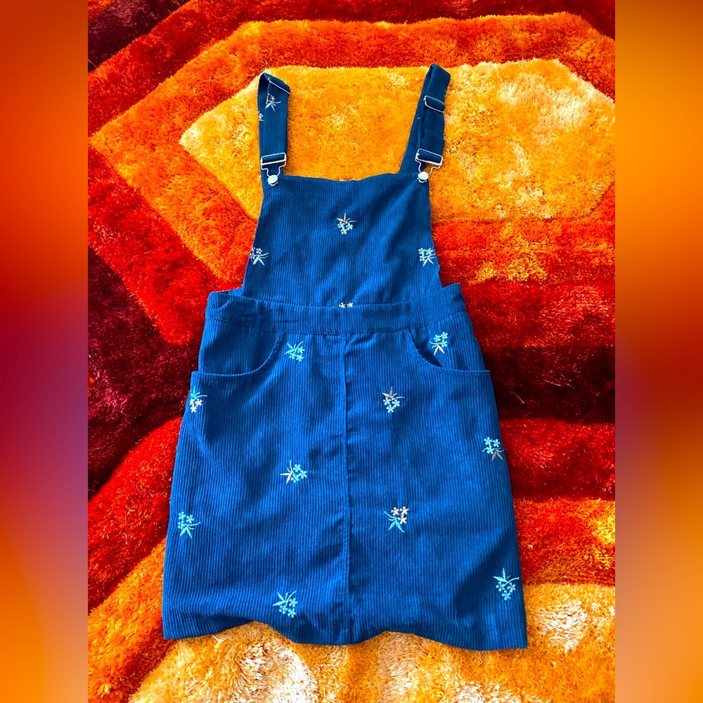 Small Teal Overall Short Dress